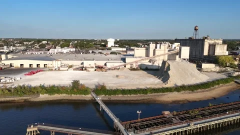 Cement Processing Plant Along Delaware River Camden New Jersey Stock Footage 294878785