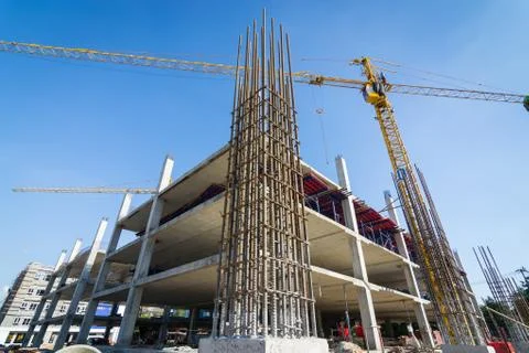 Cement prop in  building construct site Stock Photos