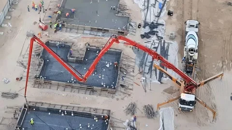Cement Pump on construction site Stock Footage 196794622