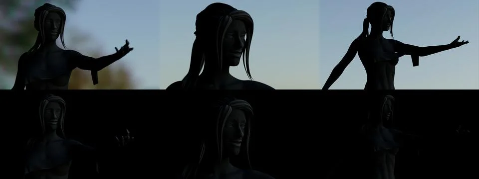 Cement rendered statue with shadows distribution for arts Stock-Illustration