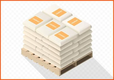 Cement sacks stacked isometric view Stacked cement sacks vector 3d flat il... Stock Photos