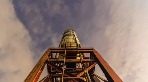 Cement Silo On Cloudy Night Video stock 23195798