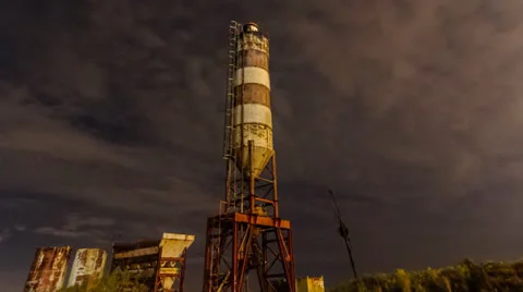 Cement Silo On Cloudy Night Stock-Footage 24266094