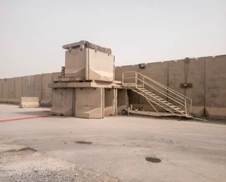 Cement t-wall guard tower Stock Photos