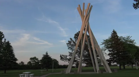 Cement Teepee structure in park Video stock 51710571