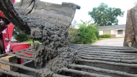 Cement Truck Pour Stock Footage 343885633