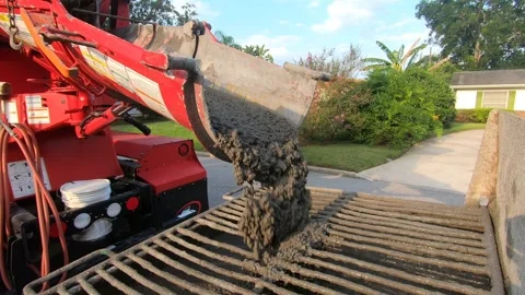 Cement Truck Pour Stock Footage 343885683