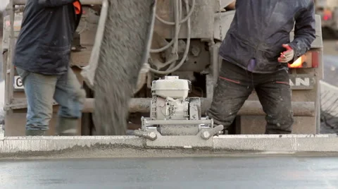 Construction Industry Pouring Concrete From Cement Truck Chute