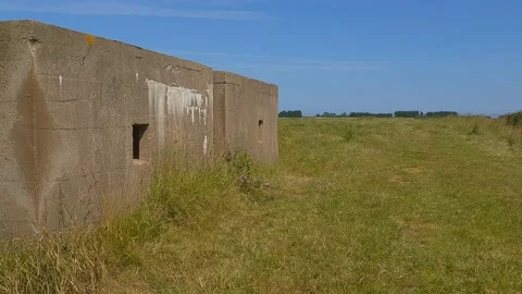 Cement War Bunker in a meadow  Stock-Footage 201528237