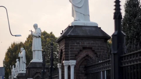 Cementery Row Of Statues Stock Footage 127032124