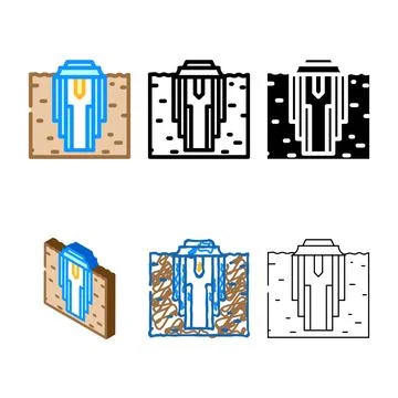 Cementing operation petroleum engineer color icon vector forms Stockillustratie