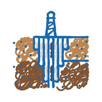 Cementing operation petroleum engineer icon doodle illustration Illustrazione stock