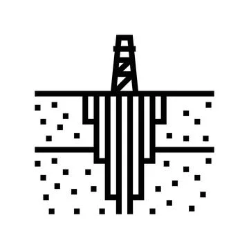 Cementing operation petroleum engineer line icon vector illustration Illustrazione stock