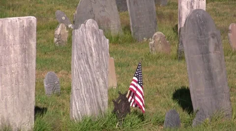 Cemetary Flag Stock Footage 7752264
