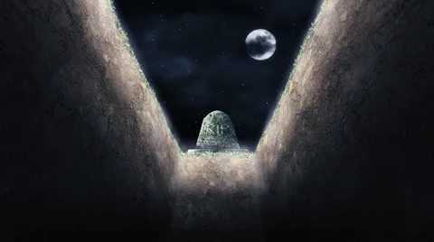 Cemetary Grave in the Moonlight Video stock 49472171