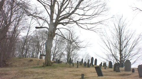 Cemetary on the hill Stock Footage 37711035