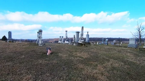 Cemetary On A Hill 스톡 동영상 124266550