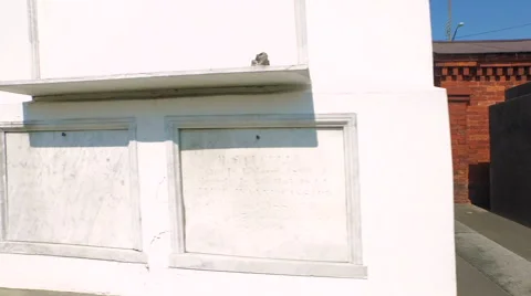 Cemetary, moving through at eye level, in New Orleans, LA, Aerial Stock Footage 53379119