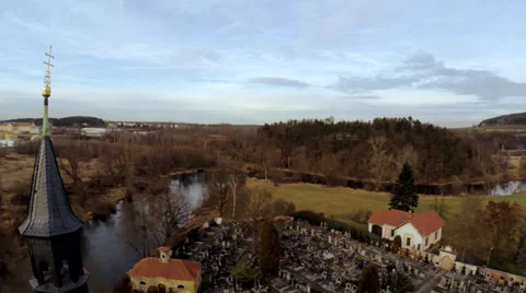 Cemetery from the air Stock Footage 35342413