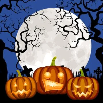 Cemetery and pumpkin Stock Illustration