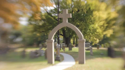 Cemetery archway Stock Footage 32477312