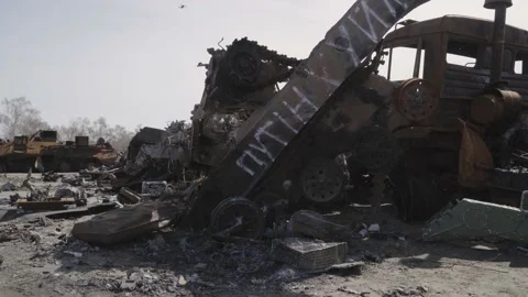 Cemetery of broken machinery Stock Footage 182014309