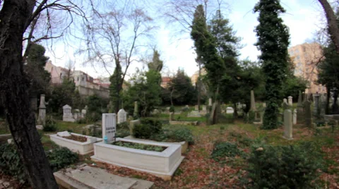 Cemetery Camera Panning Left Stock Footage 36781371