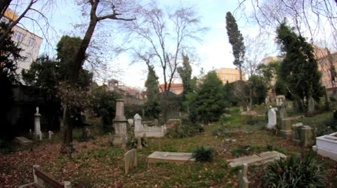 Cemetery Camera Panning Left To Grave Stock Footage 36781597