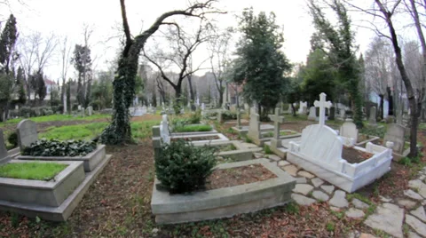 Cemetery Camera Panning To Right Stock Footage 36781396
