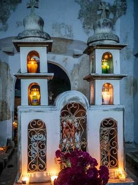 Cemetery, candles Stock Photos