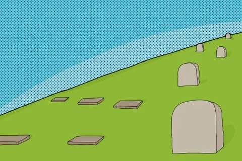 Cemetery cartoon Stock Illustration