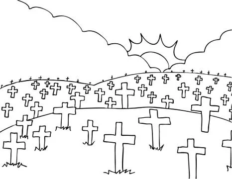 Cemetery cartoon Stock Illustration