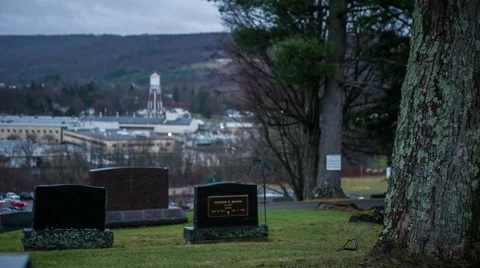 A Cemetery on a cloudy, rainy day Stock Footage 58443478