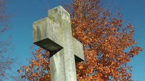 Cemetery cross side view Stock Footage 11024371