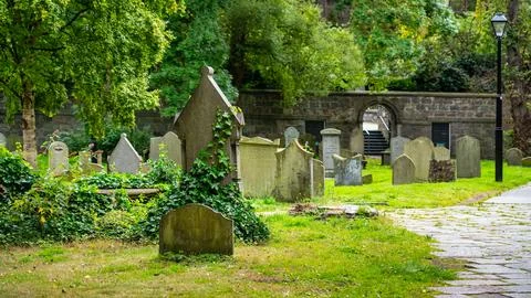 Cemetery - dated back to the year 1600 at Aberdeen Scotland City Center Stock Photos