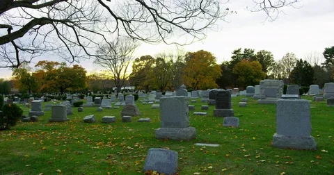 A cemetery during fall time in a small coastal New England Town. Stock Footage 72990109