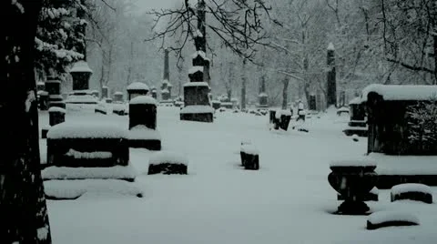 Cemetery during snowfall Stock-Footage 21279250