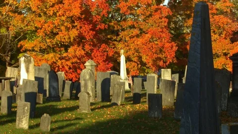 Cemetery in Fall Stock Footage 77481448