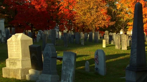 Cemetery in Fall Stock Footage 77481452