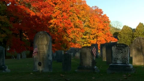 Cemetery in Fall Stock Footage 77481453