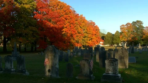 Cemetery in Fall Stock Footage 77481459