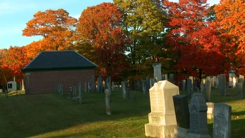 Cemetery in Fall Stock Footage 77481460