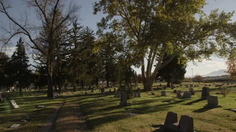 Cemetery in the fall with trees Video stock 52499700