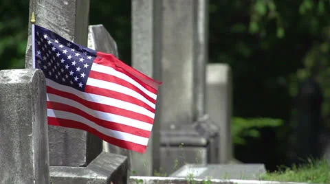 Cemetery Flag in Slow Motion Stock-Footage 24694484