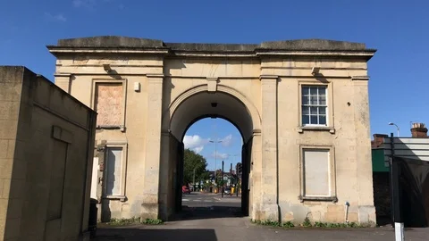 Cemetery gate: view from the inside of the cemetery Stock Footage 115603986