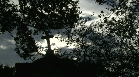 Cemetery Grave Crosses Cloud Time Lapse - 10 Stock Footage 652526