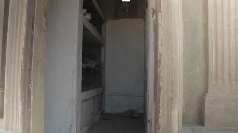 Cemetery Grave Yard Open Crypt Stock Footage 47687243