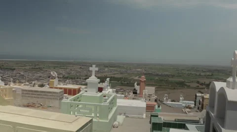 Cemetery Grave Yard, Pan View Stock Footage 47687436