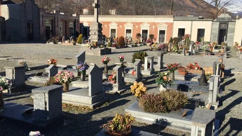 Cemetery with graves and monuments Stock Footage 101378537