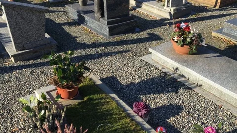 Cemetery with graves and monuments Stock Footage 101378879